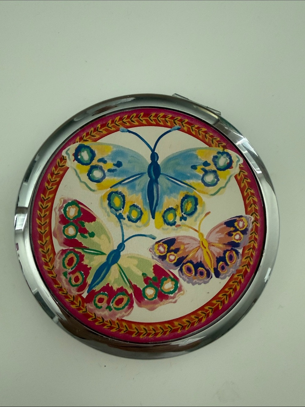 Brighton Multicolor Butterfly Compact Mirror - Blue, Pink, Yellow, Green